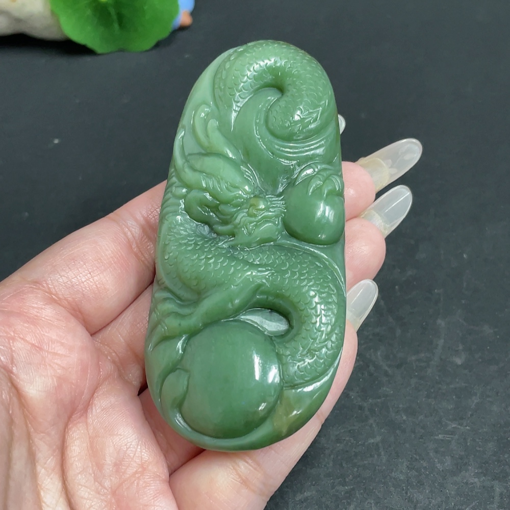 H28243875 Hetian Jade Handheld Piece Dragon Total Weight Approx. 117.1g