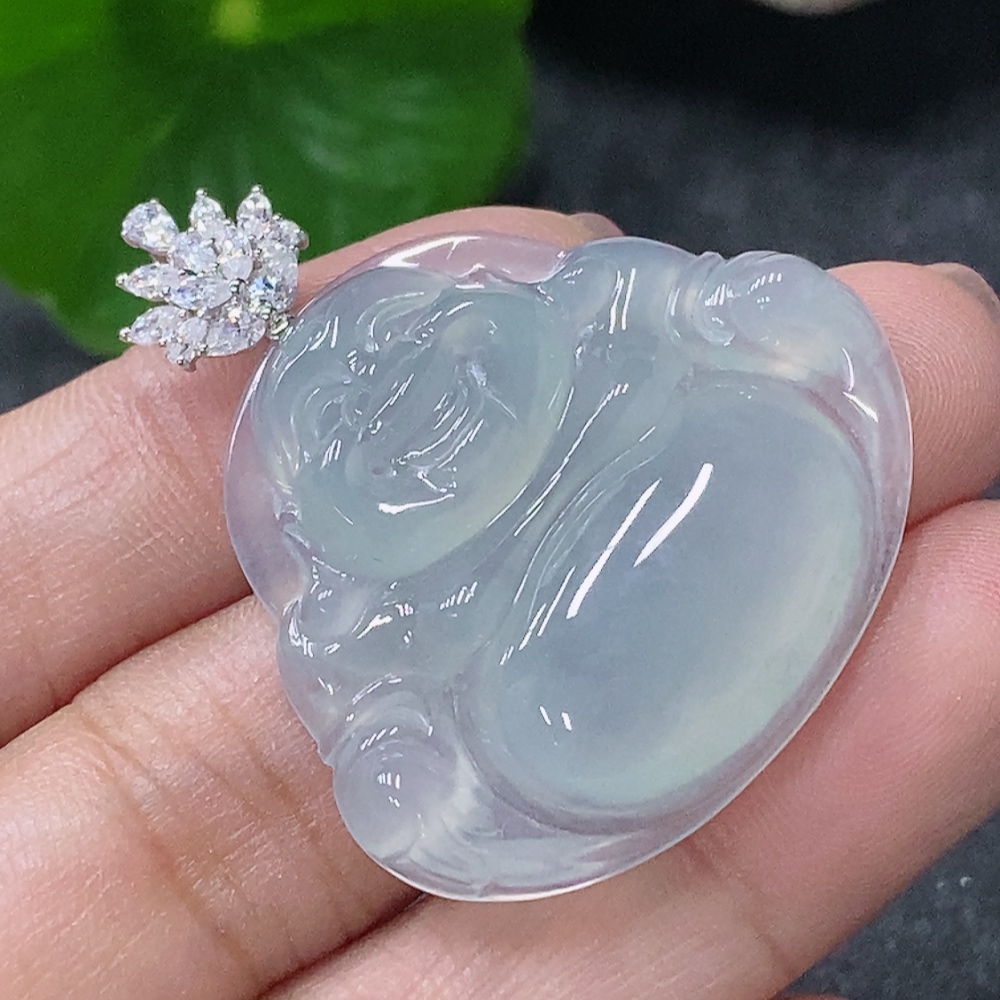 F34010270 Jadeite Pendant Buddha 18k Non-Diamond Total Weight Approx. 8g