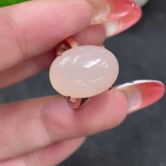 H35147888 Hetian Jade inlaid adjustable ring, non-gold inlaid, total weight about 5.8g