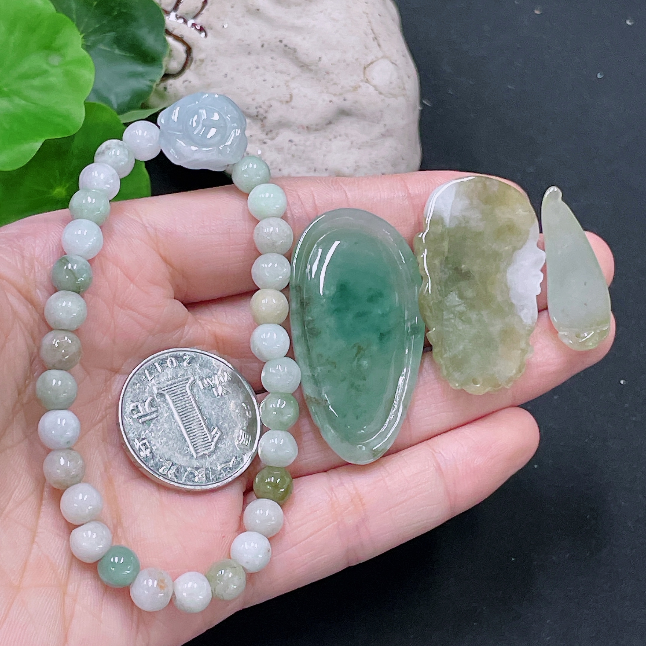 F33919958 Jadeite Pendant + Bracelet Approx. 6.5mm