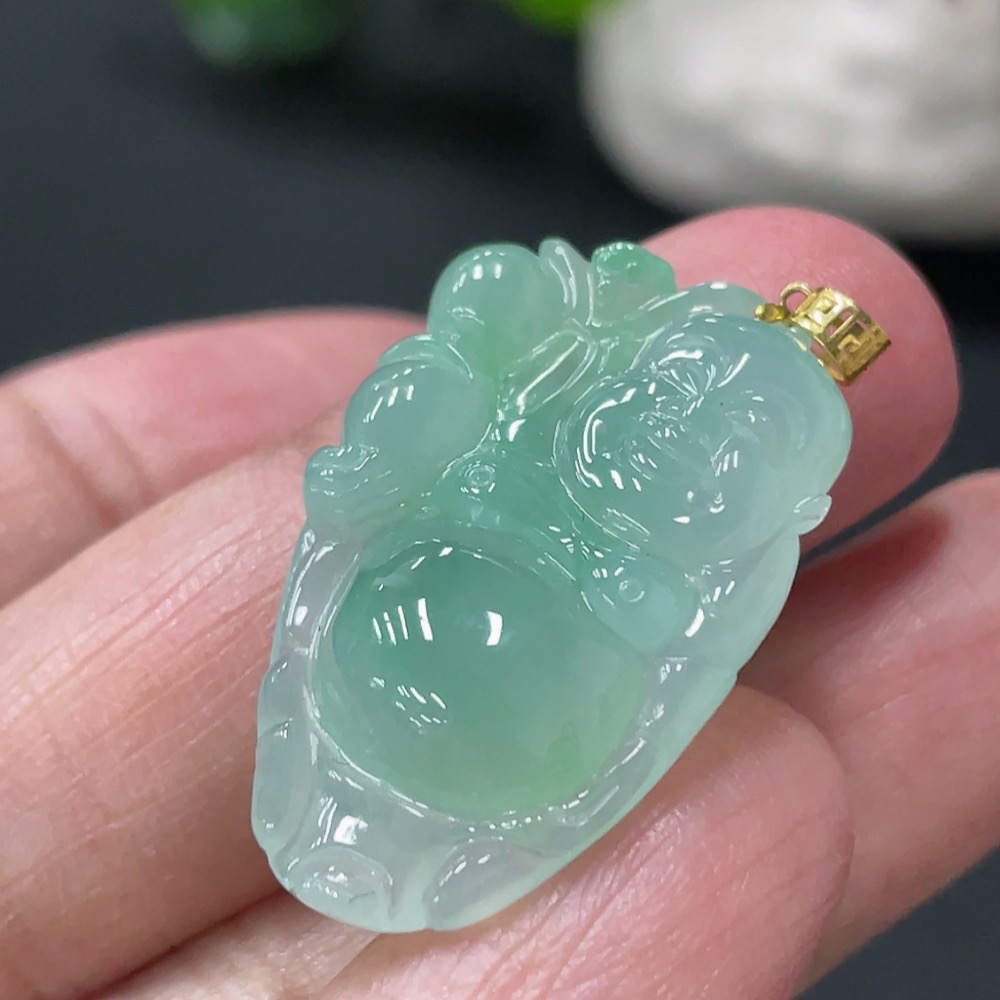F34978857 Jadeite Pendant Buddha 18k Total Weight Approx. 4.7g