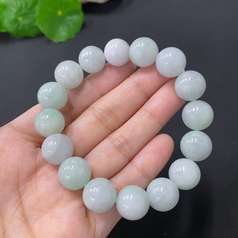 F33828587 Jadeite Beads Bracelet Approx. 12.3mm Total Weight Approx. 51g