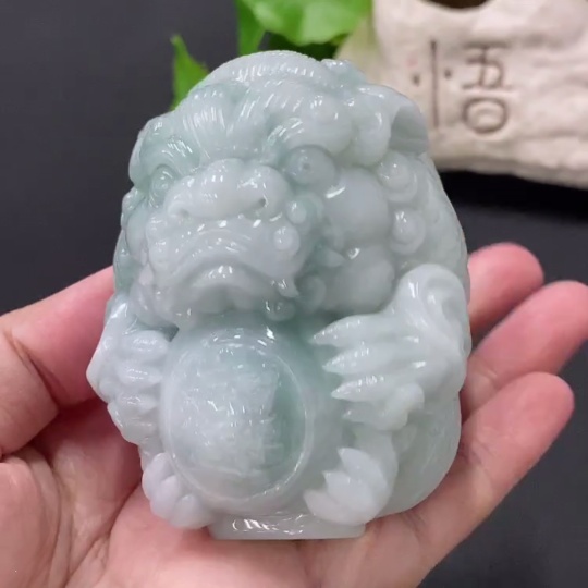 F35146029 Jadeite Stone Lion Ornament Total Weight Approx. 405.6g