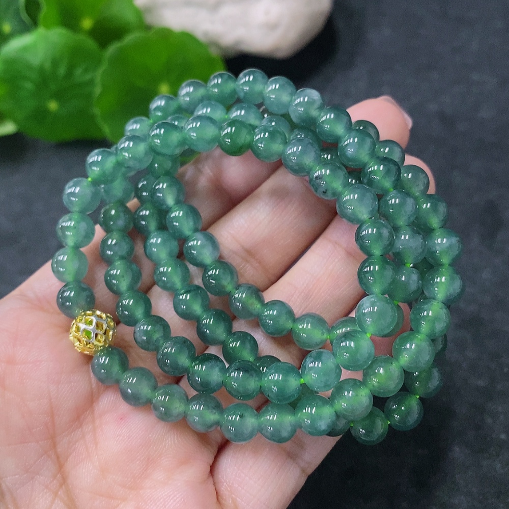 F34998146 Jadeite Bead Necklace Approx. 6.3mm Non-Gold Total Weight Approx. 41.9g