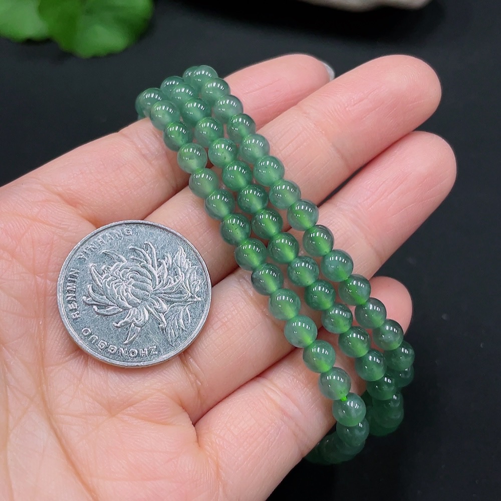 F25928483 Jadeite Bead Necklace Approx. 5.5mm Non-gold Inlaid Total Weight Approx. 32.04g