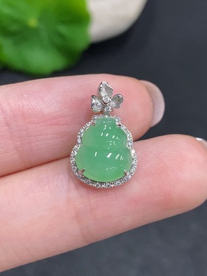 F34002951 Jadeite Gourd Inlaid Pendant 18k Gold Total Product Weight Approx. 1.19g Non-Diamond