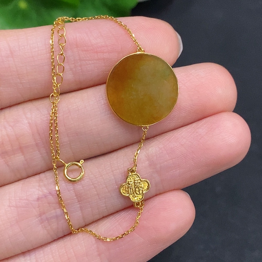 F33831634 Jadeite Plain Pendant Bracelet 18k Gold Total Weight Approx. 2.1g