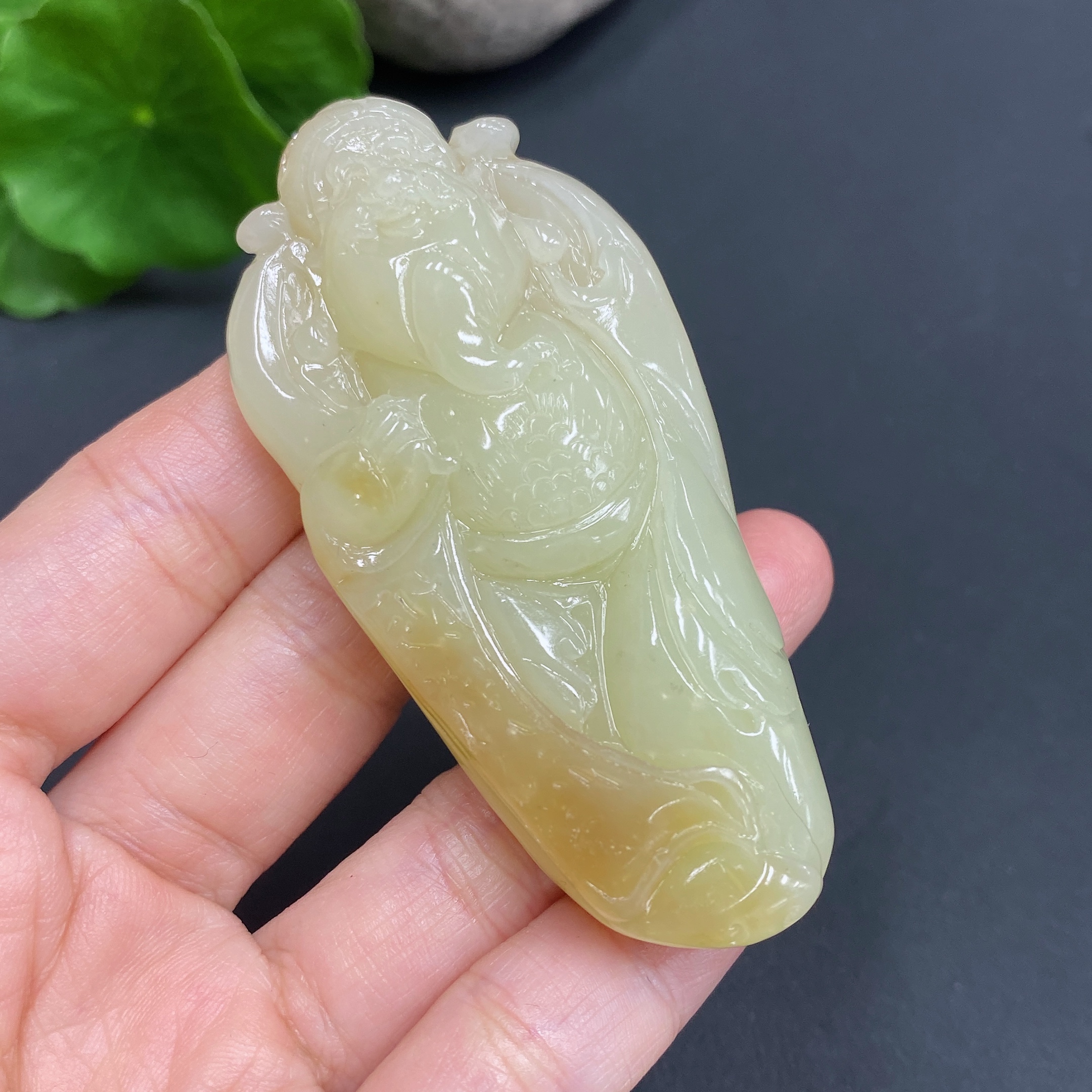 H17978042 Hetian Jade Pendant    God of Wealth    Total Weight: Approx. 53.2g