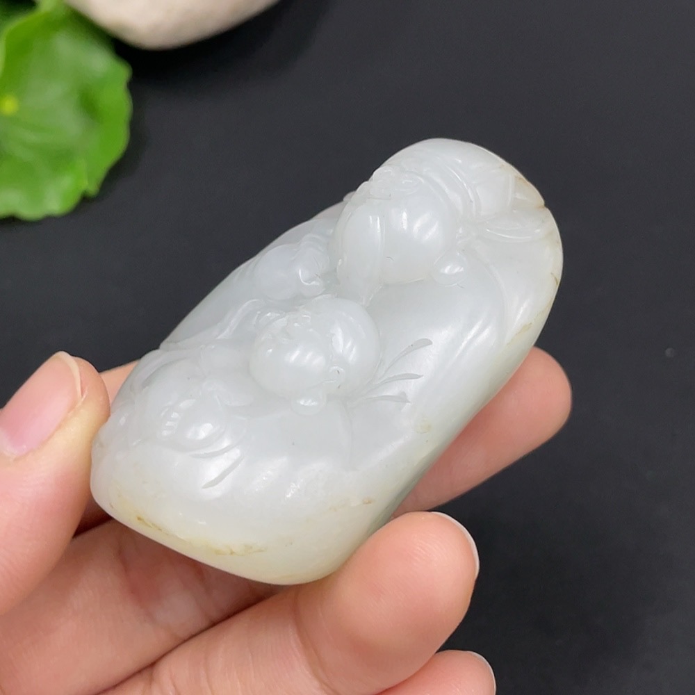 H29324218 Hetian Jade Pendant Wealth (Undetermined skin color origin, Total weight about 63.7g)