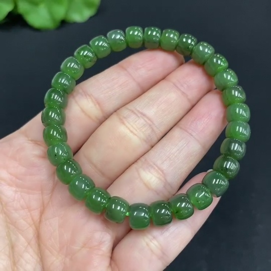 H34987148 Hetian Jade Bracelet, Approx. 6.8mm Beads, Total Weight Approx. 16.1g