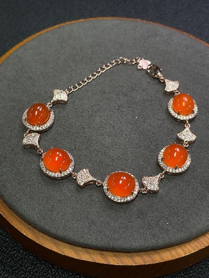 C31579206 Red Agate Bracelet, Non-Gold, Total Weight Approx. 12.03g