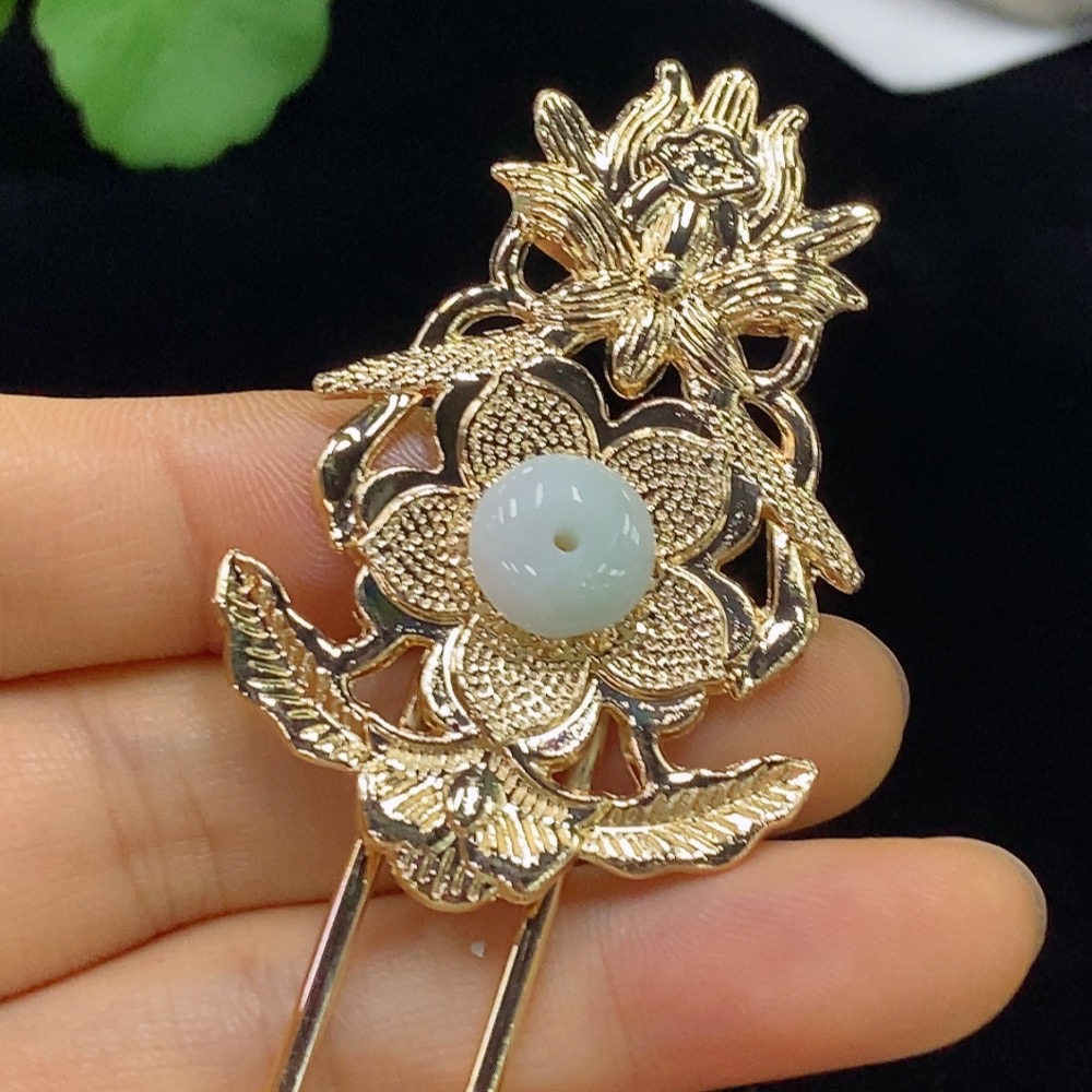 F34044797 Jadeite inlaid piece, non-gold, total weight about 12.99g