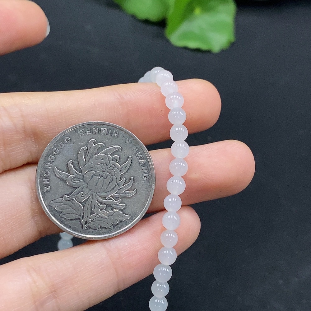 F30564548 Jadeite Bead Necklace Approximately 3.9mm Beads Total Weight About 17.76g Non-Gold Inlaid