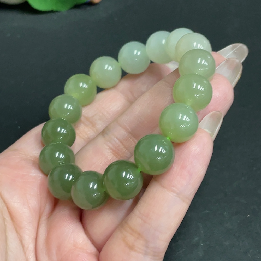 H29358661 Hetian Jade Bracelet Approx. 11.7mm Beads Total Weight Approx. 42.6g