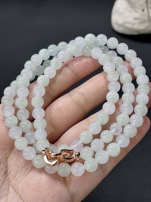 F28196302 Jadeite Bead Necklace Approx. 6.8mm Total Weight Approx. 53.19g Non-Gold Clasp