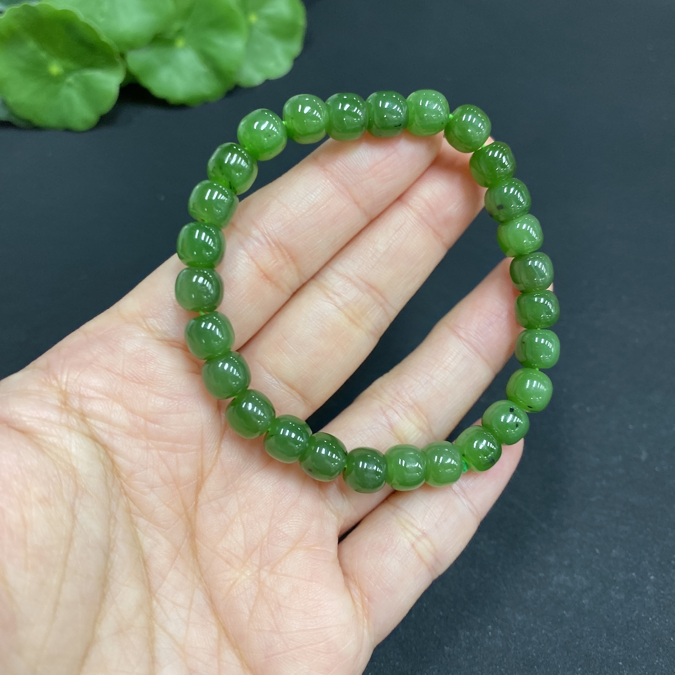 H34014985 Hetian Jade Jasper Bracelet approx. 6.8mm total weight about 16g
