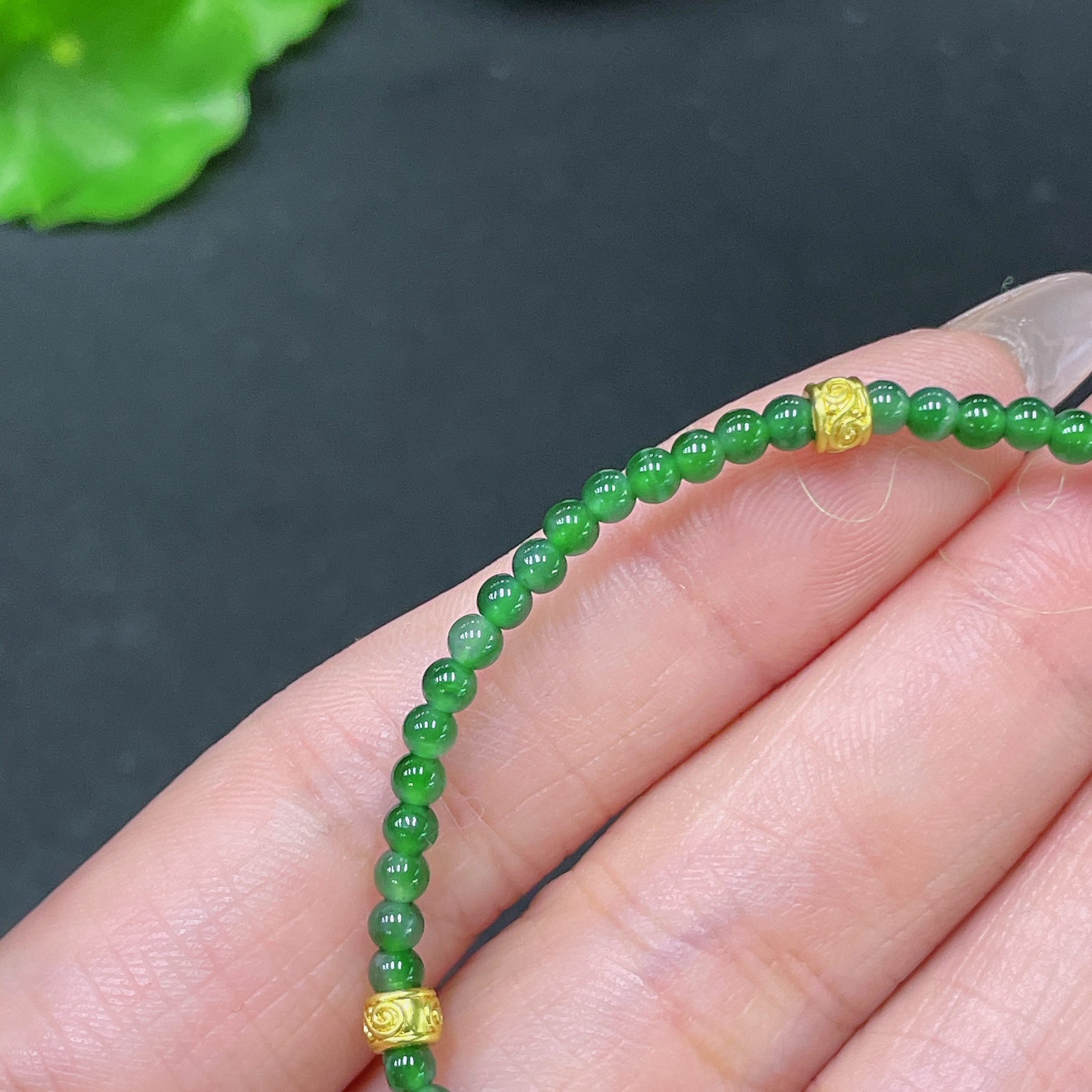 F35105613 Jadeite Bracelet Non-Gold Total Weight Approx. 3.35g Size About 3mm