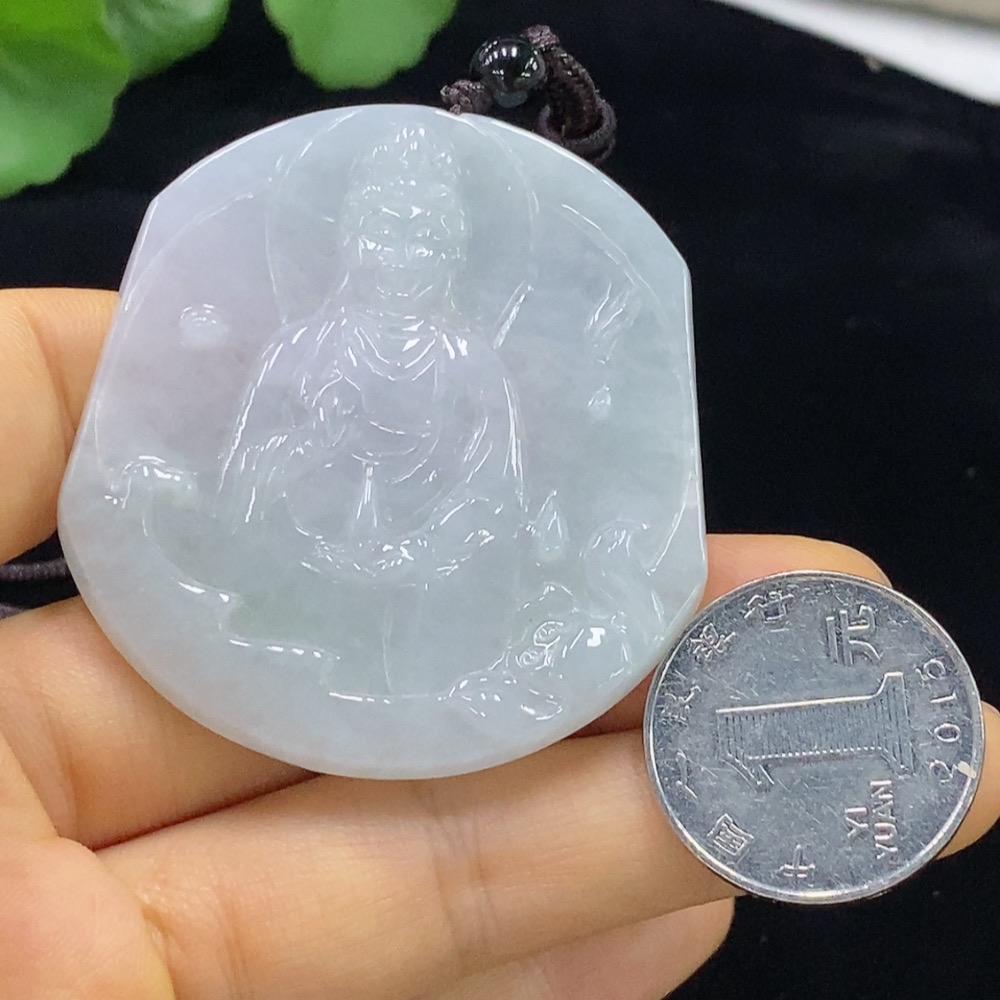 F34975220 Jadeite Guanyin Pendant Total Weight Approx. 30.2g (Beads Non-Natural) (Incl. Cord Weight)