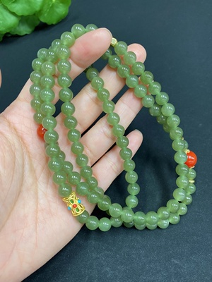 H29366710 Hetian Jade Bead Necklace, Approx. 6.7mm, Non-Gold Inlaid, Total Weight Approx. 61.4g, Accessories Not Hetian Jade