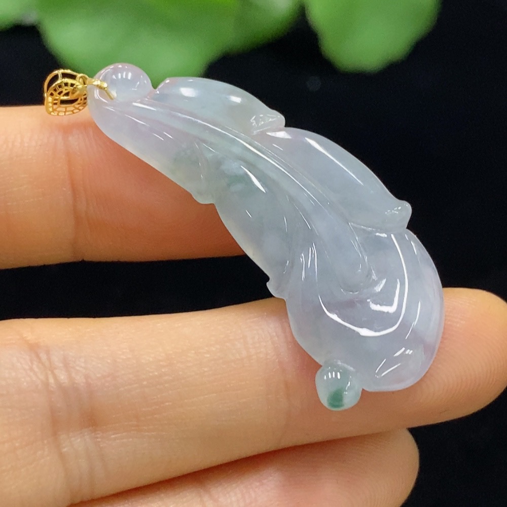 F34074713 Jadeite Leaf Pendant 18k Total Weight Approx.4.33g