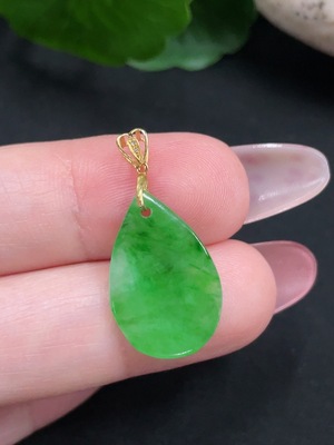 F34013490 Jadeite Pendant 18K Gold Total Weight Approx. 0.8g