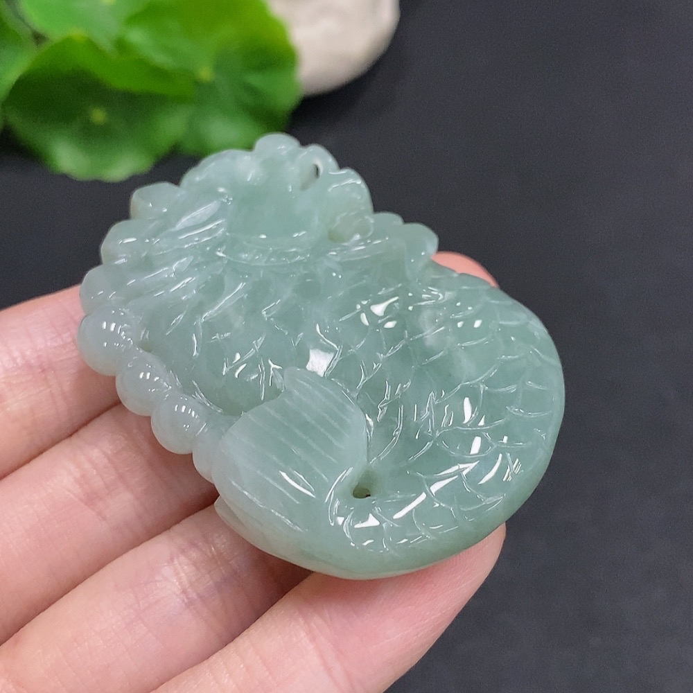 F35078624 Jadeite Arowana Pendant Total Weight Approximately 54.6g