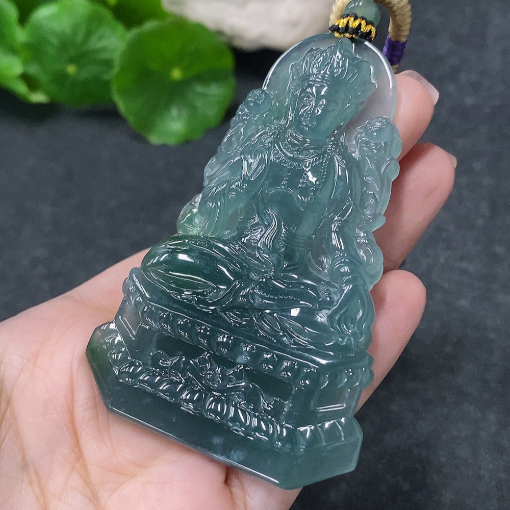 F34998769 Jadeite Pendant Green Tara Total Weight Approx. 44.52g with Rope