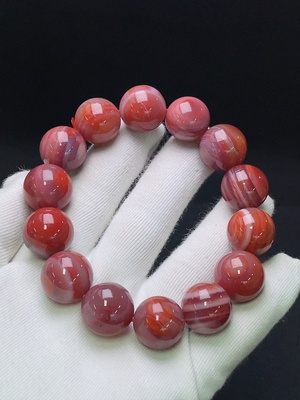 C30472866 Red Agate Bracelet with Visible Organic Matter, Total Weight Approx. 85.30g, Size About 16.1mm