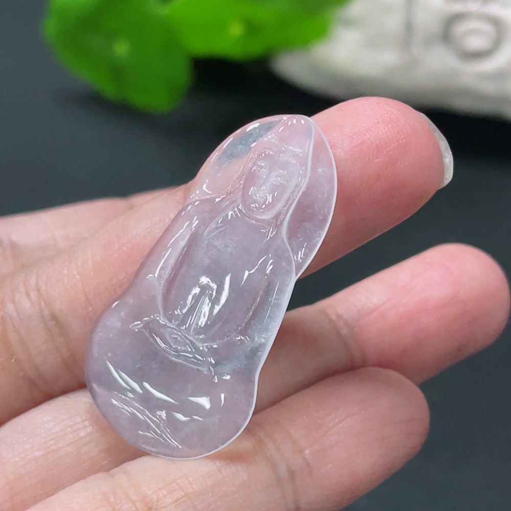 F33935874 Jadeite Guanyin Inlay Piece, Total Weight Approx. 2.48g