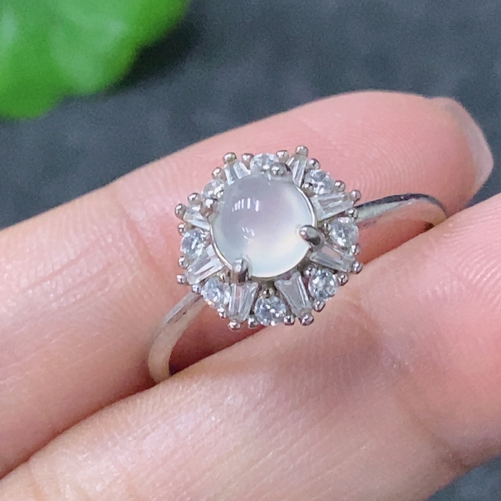 F34998545 Jadeite Inlaid Ring Non-Gold Adjustable Total Weight Approx. 2.04g