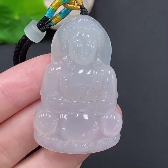 F28295243 Jadeite Guanyin Pendant Total Weight Approx. 18.4g (Including Rope Weight)
