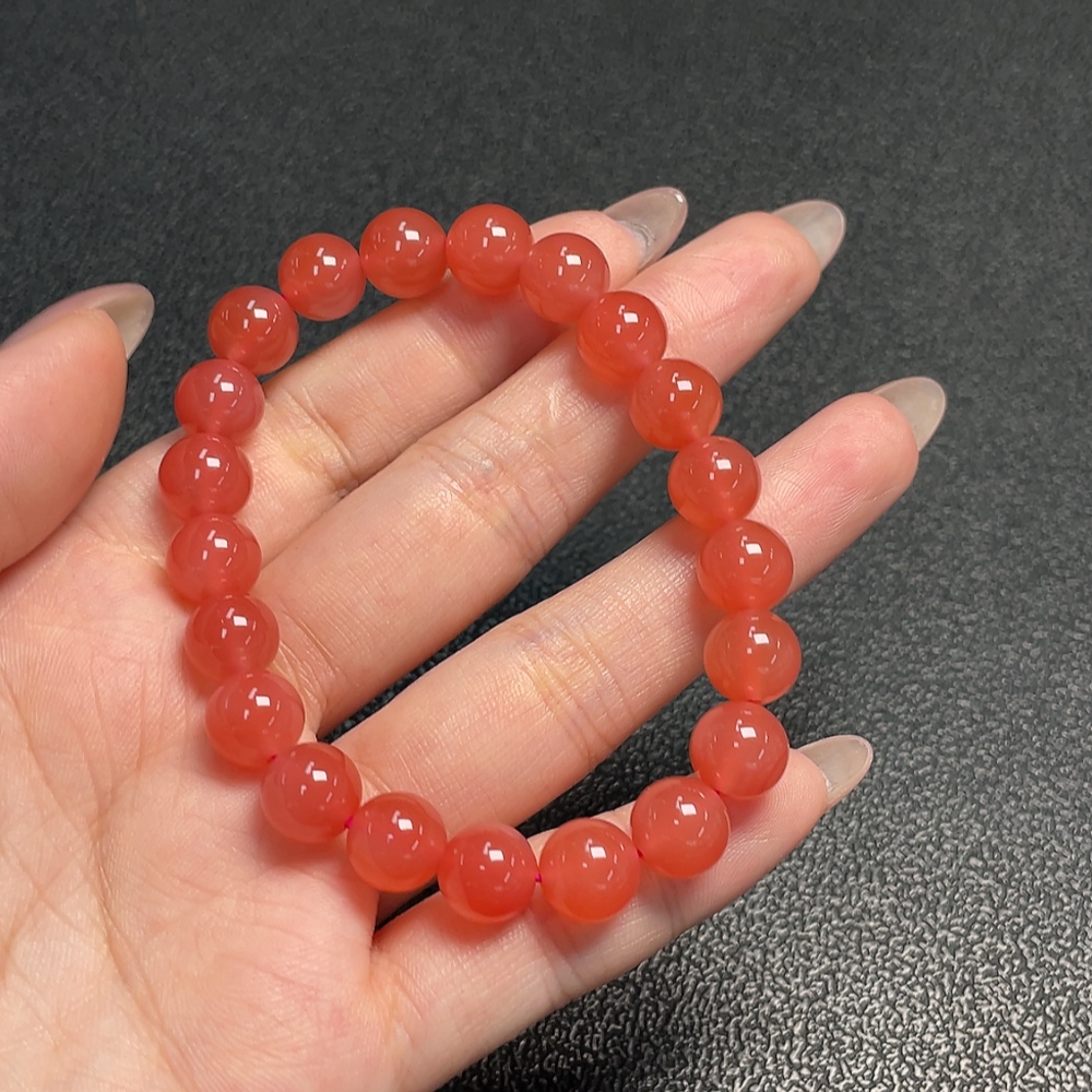 C34040936 South Red Agate Bracelet with Visible Organic Matter, Total Weight Approx. 22.36g, Size ~9.2mm