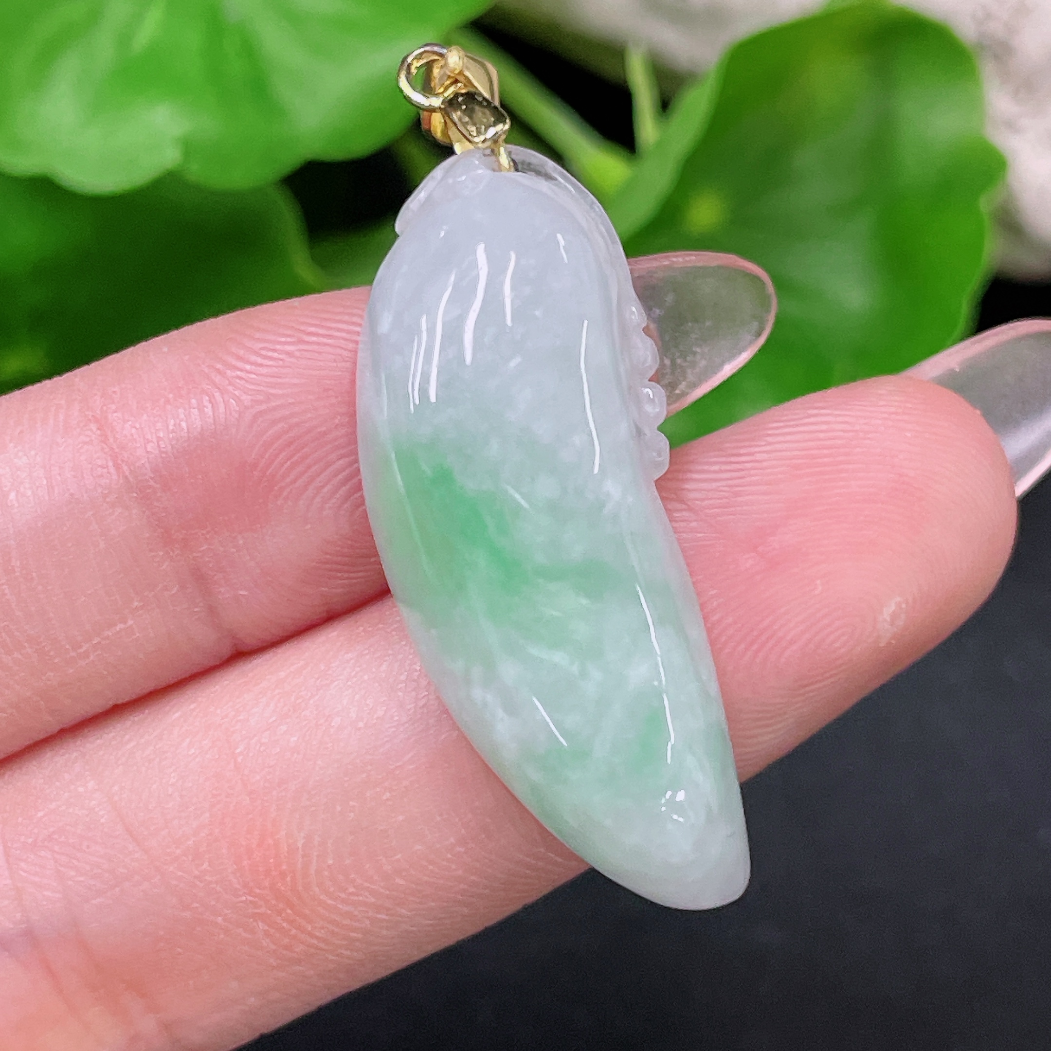 F34958235 Jadeite Fu Gua Pendant Non-Gold Inlaid Total Weight Approx. 6.5g