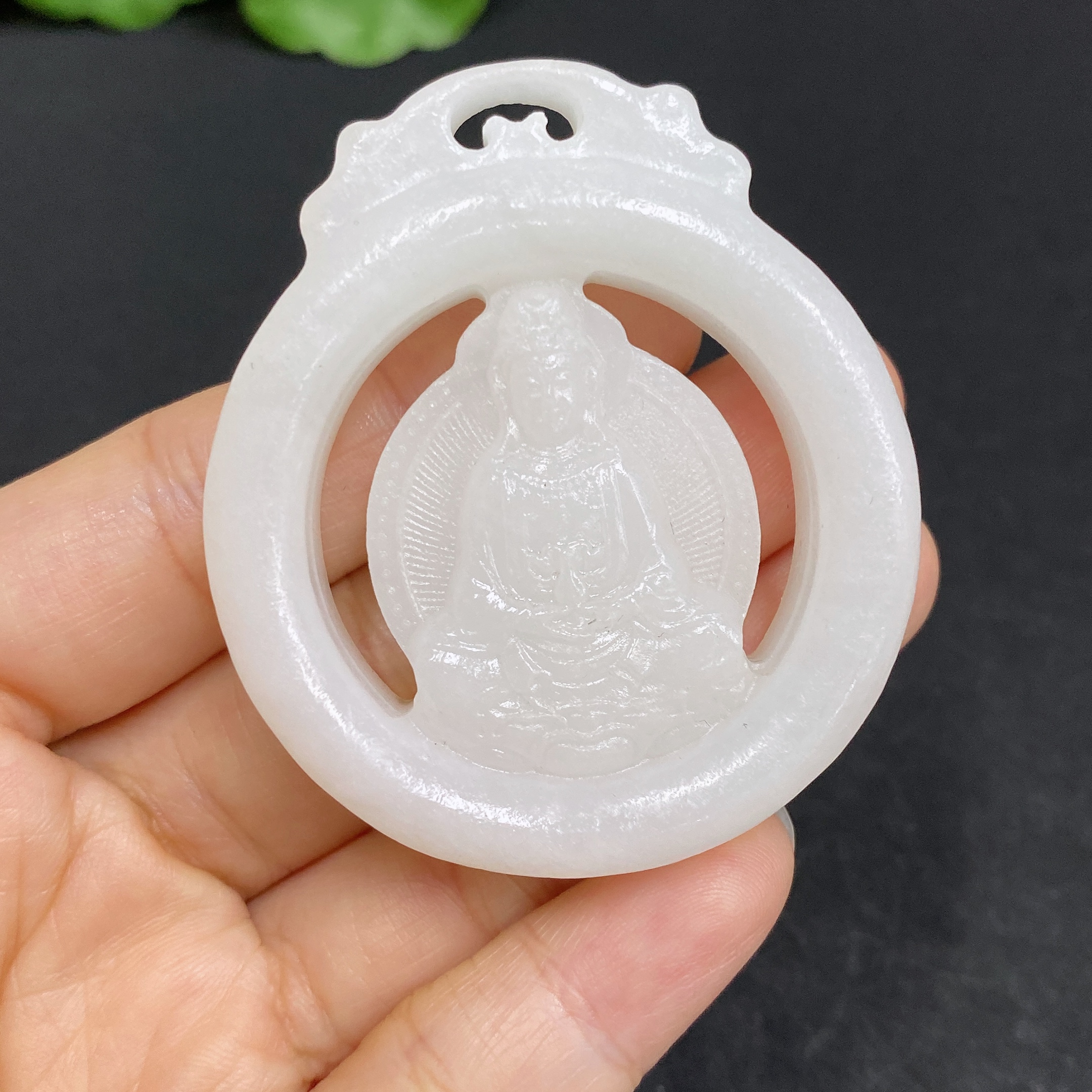 H32728283 Hetian Jade Pendant Guanyin Total Weight About 41g