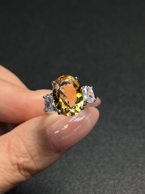 C34009080 Crystal Ring Adjustable Non-Gold Total Weight Approx. 3.70g Size 13.7*9.5mm