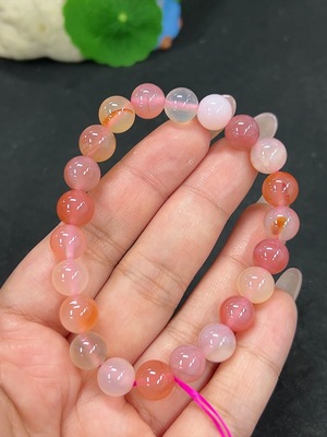H41923238 盐源玛瑙手串 卡9.1mm左右 仅红色 货品总重约23.1g