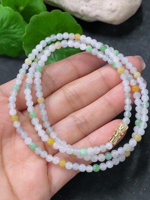 F34043238 Jadeite Bead Necklace Approx. 3.6mm Non-Gold Total Weight Approx. 13.56g
