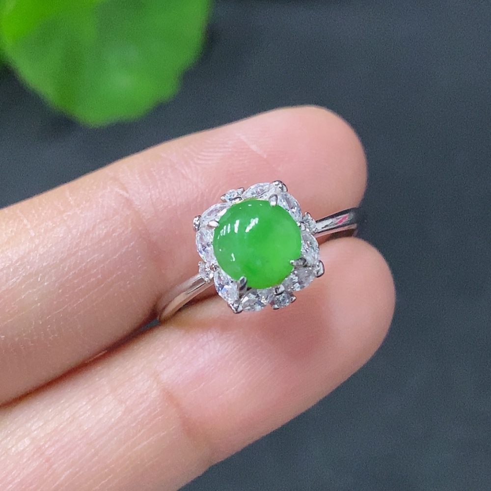 F31593646 Jadeite Inlaid Ring Non-Gold Adjustable Total Weight Approx. 1.97g