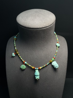 C34008363 Turquoise necklace containing other mineral components, non-gold, total product weight approximately 16.94g (including minerals)