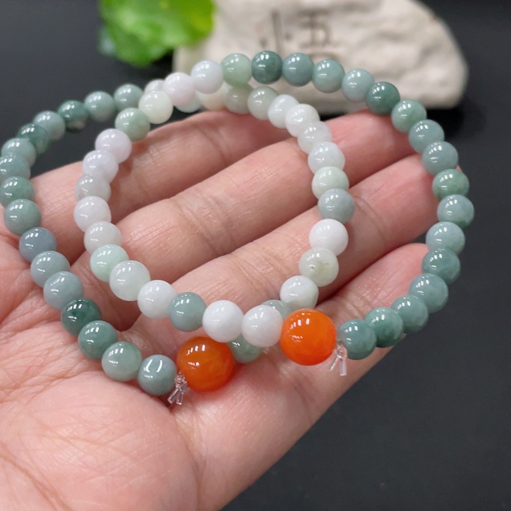 F34058933 Jadeite bracelet approx. 6mm with non-A grade beads