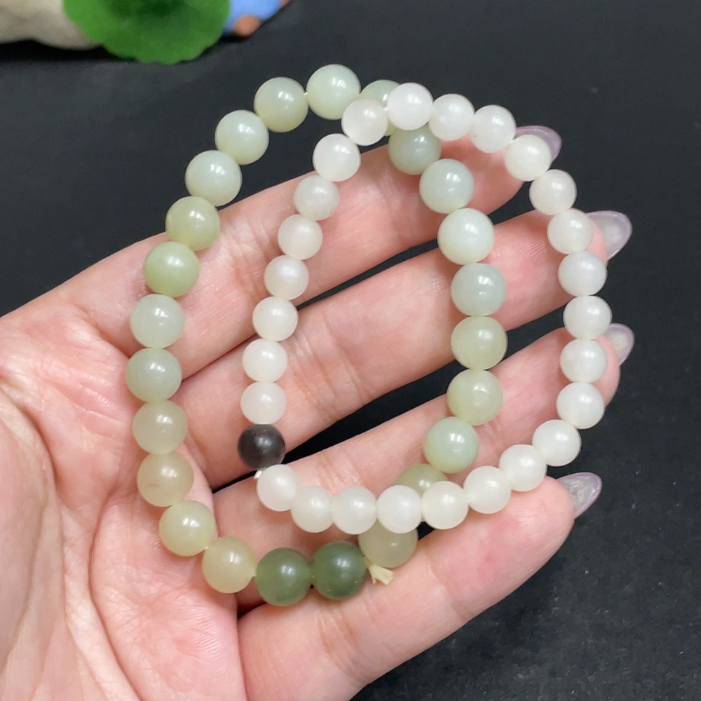 H33846607 Hetian Jade Bracelet Approx. 7.9mm Total Weight About 30.8g