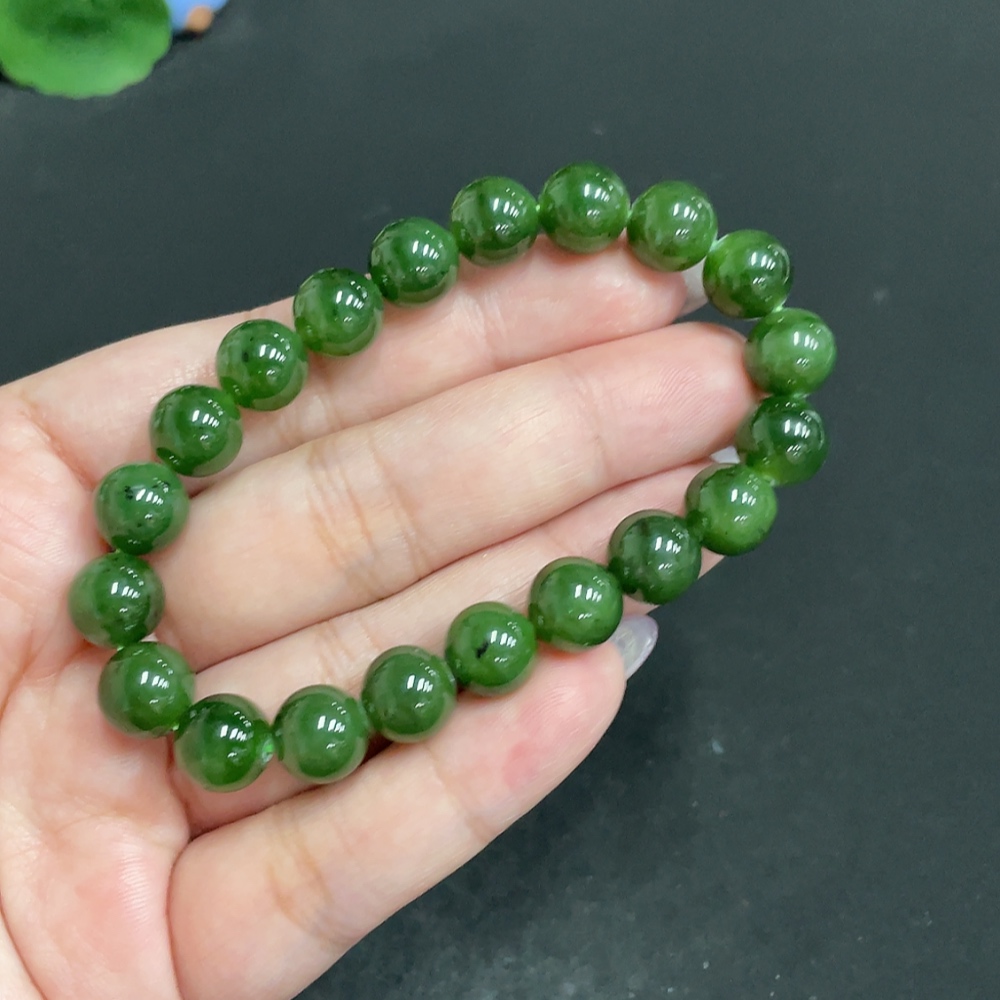 H33847693 Hetian Jade Bead Bracelet, Approx. 9.3mm, Total Weight About 27.8g
