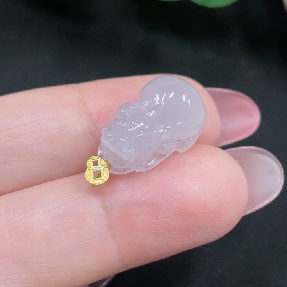 F34982763 Jadeite Pi Xiu Pendant with 18K Gold, Total Weight Approx. 2.5g