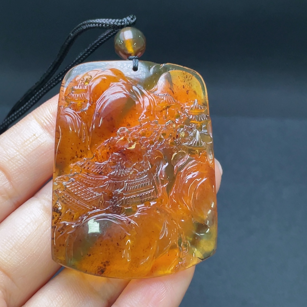 C29369026 Amber Beeswax Pendant, Total Weight Approx. 12.76g Including Rope
