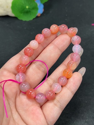 H41938936 盐源玛瑙手串 卡9.2mm左右 仅红色 货品总重约25.6g