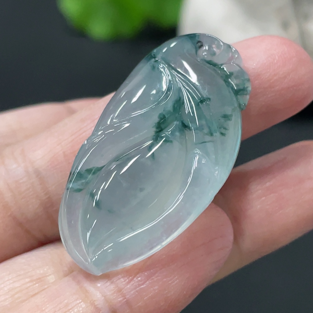 F35108544 Jadeite Magnolia Pendant Total Weight Approx. 10.8g