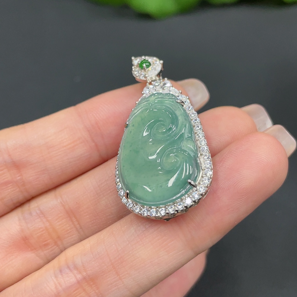 F23688003 Jadeite Inlaid Pendant Ruyi Non-Gold