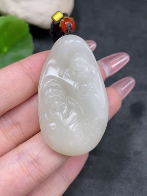 H34959941 Hetian Jade Pendant Wealth Total Weight (including rope) 25.8g