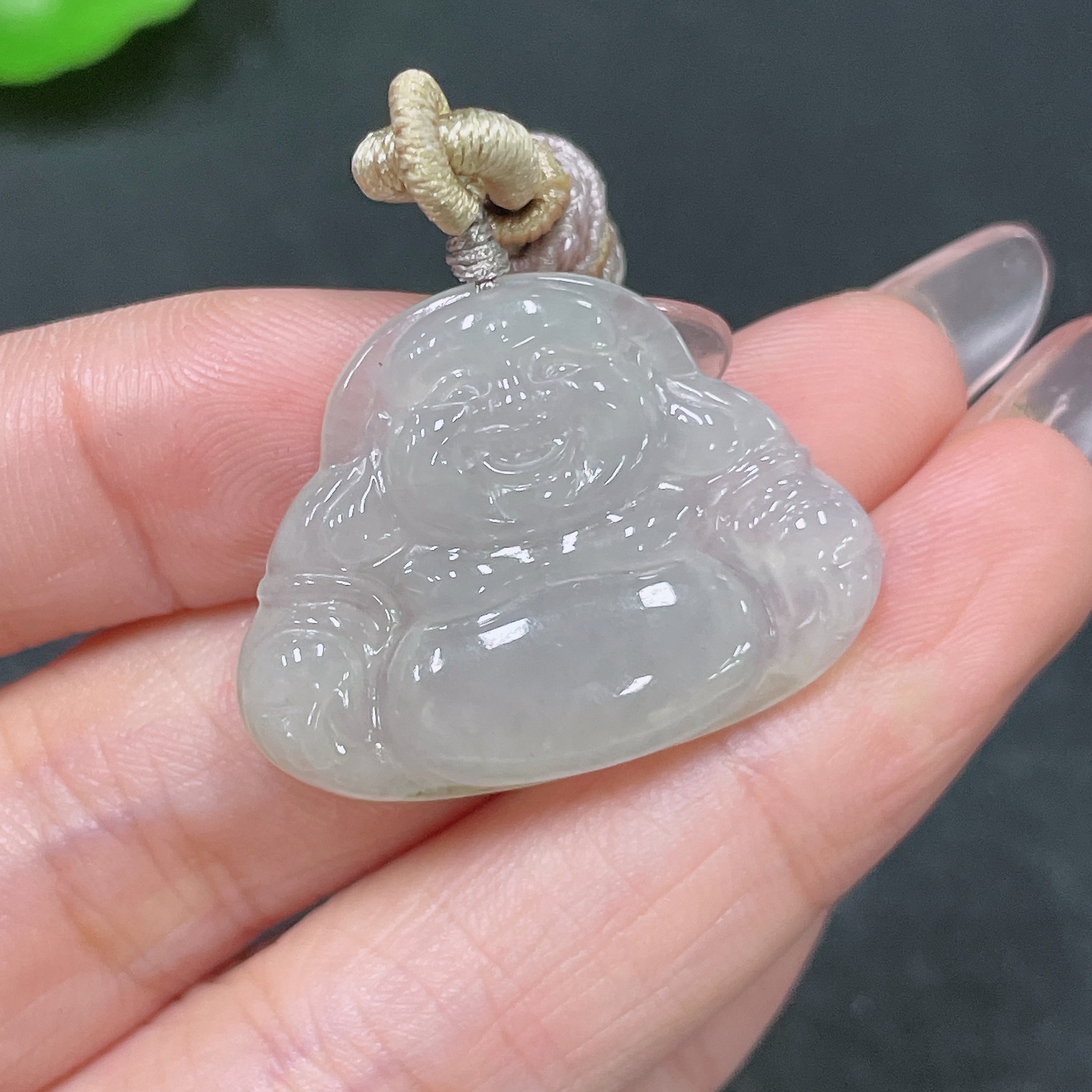 F34046061 Jadeite Pendant Buddha with Cord Total Weight Approx. 7.6g