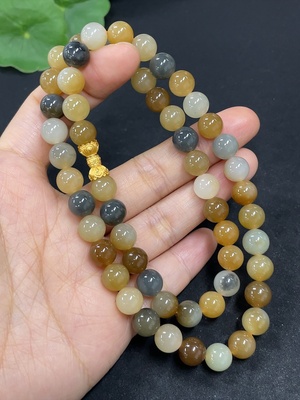 H46558183 和田玉珠链    卡7.8mm左右   非金   货品总重约44.6g